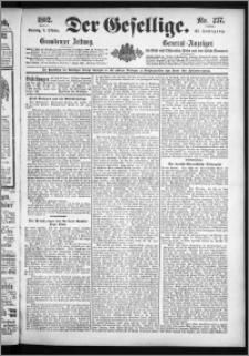 Der Gesellige : Graudenzer Zeitung 1892.10.09, Jg. 67, No. 237