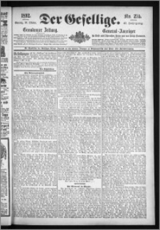 Der Gesellige : Graudenzer Zeitung 1892.10.30, Jg. 67, No. 255