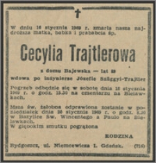 Nekrolog Cecylii Trajtlerowej z domu Bajewskiej