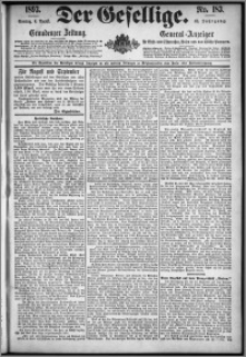 Der Gesellige : Graudenzer Zeitung 1893.08.06, Jg. 68, No. 183