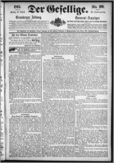 Der Gesellige : Graudenzer Zeitung 1893.08.25, Jg. 68, No. 199