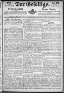 Der Gesellige : Graudenzer Zeitung 1893.08.29, Jg. 68, No. 202