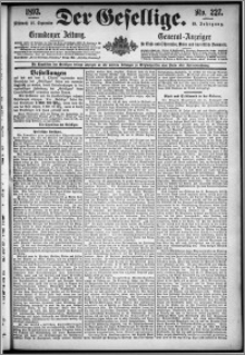 Der Gesellige : Graudenzer Zeitung 1893.09.27, Jg. 68, No. 227