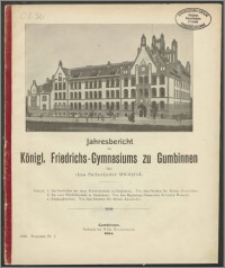 Jahresbericht des Königl. Friedrichs-Gymnasiums zu Gumbinnen über das Schuljahr 1903/04