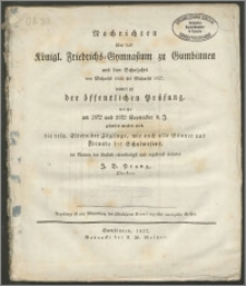 Nachrichten über das Königl. Friedrichs-Gymnasium zu Gumbinnen aus dem Schuljahre von Michaelis 1826 bis Michaelis 1827