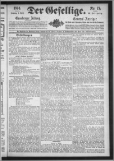 Der Gesellige : Graudenzer Zeitung 1894.04.01, Jg. 68, No. 75