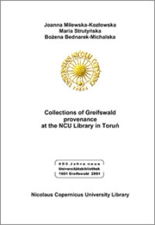 Collections of Greifswald provenance at the NCU Library in Toruń
