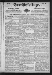 Der Gesellige : Graudenzer Zeitung 1894.04.21, Jg. 68, No. 92