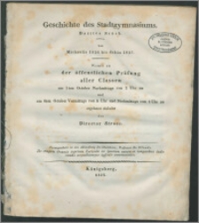 Geschichte des Stadtgymnasiums. Drittes Stück. Von Michaelis 1826 bis dahin 1827