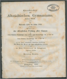 Geschichte des Altstädtischen Gymnasiums. Elftes Stück. Von Michaelis 1834 bis dahin 1835