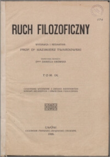 Ruch Filozoficzny 1925, T. 9 Indeks