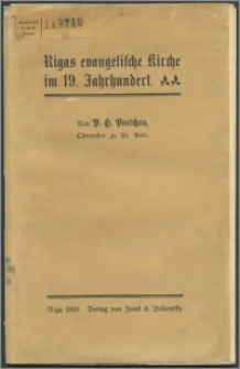 Rigas evangelische Kirche im 19. Jahrhundert : drei Vorträge