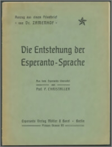 Die Entstehung der Esperanto-Sprache