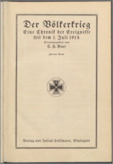 Der Völkerkrieg : eine Chronik der Ereignisse seit dem 1. Juli 1914. Bd. 2