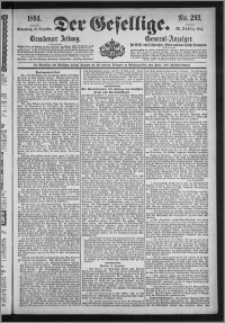 Der Gesellige : Graudenzer Zeitung 1894.12.15, Jg. 69, No. 293