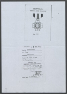 Legitymacja Krzyża Armii Krajowej: Nr 8651