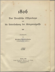 1806 : das preußische Offizierkorps und die Untersuchung der Kriegsereignisse