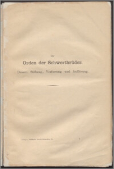 Baltische Geschichtsstudien. Lfg. 2, Der Orden der Schwertbrüder