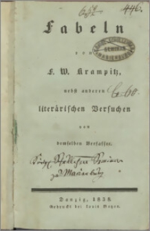 Fabeln : Nebst anderen literärischen Versuchen