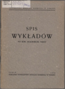 Spis Wykładów na Rok Akademicki 1946/1947