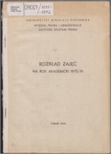 Spis Wykładów na Rok Akademicki 1975/1976