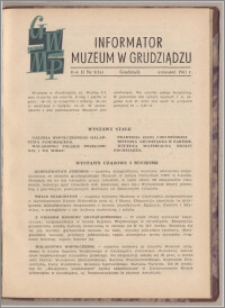 Informator Muzeum w Grudziądzu wrzesień 1961, Rok II nr 9 (16)