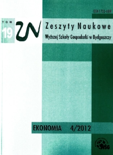Zeszyty Naukowe Wyższej Szkoły Gospodarki w Bydgoszczy. T. 19 (2012), Ekonomia, Nr 4