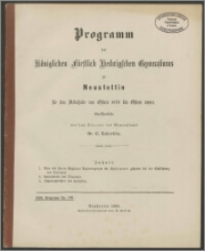 Programm des Königlichen Fürstlich Hedwigschen Gymnasiums zu Neustettin für das Schuljahr von Ostern 1879 bis Ostern 1880