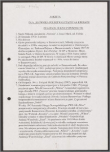 Ankieta dla "Słownika Polski Walczącej na Kresach Północno-Wschodnich II Rzeczypospolitej"