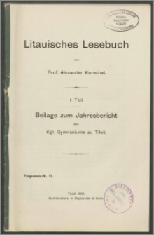 Litauisches Lesebuch I. Teil