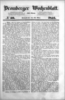 Bromberger Wochenblatt 1852.05.15 nr 39