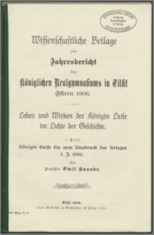 Wiessenschaftliche Beilage zum Jahresbericht des Königlichen Realgymnasiums zu Tilsit. Ostern 1906