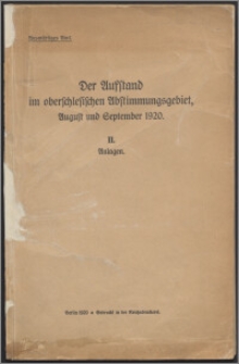 Der Aufstand im oberschlesischen Abstimmungsgebiet, August und September 1920 2, Anlagen