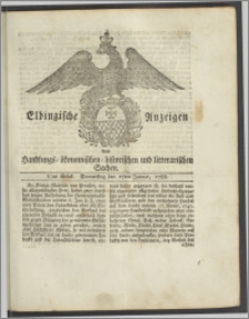 Elbingische Anzeigen von Handlungs- ökonomischen- historischen und litterarischen Sachen. Vtes Stück. Donnerstag den 17ten Januar, 1788