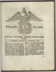 Elbingische Anzeigen von Handlungs- ökonomischen- historischen und litterarischen Sachen. IXtes Stück. Donnerstag den 31sten Januar, 1788