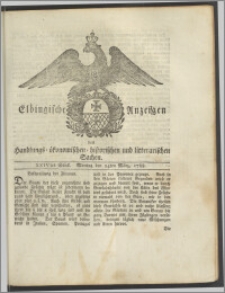 Elbingische Anzeigen von Handlungs- ökonomischen- historischen und litterarischen Sachen. XXIVtes Stück. Montag den 24ten März, 1788