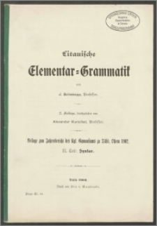 Litauische Elementar-Grammatik II. Teil: Syntax