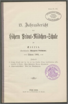 15. Jahresbericht der Höhern Privat-Mädchen-Schule‏ zu Tilsit. Ostern 1903