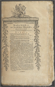 Jahrbücher der preußischen Monarchie unter der Regierung Friedrich Wilhelms des Dritten / J. F. Unger. Jg. 1798 Bd. 3 September