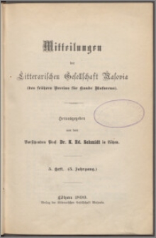 Mitteilungen der Litterarischen Gesellschaft Masovia des früheren Vereins für Kunde Masurens 1899 Jg. 5 H. 5