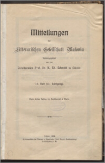 Mitteilungen der Litterarischen Gesellschaft Masovia 1904 Jg. 10 H. 10