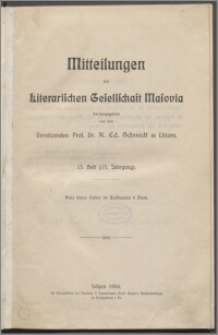Mitteilungen der Litterarischen Gesellschaft Masovia 1908 Jg. 13 H. 13