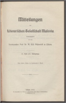 Mitteilungen der Litterarischen Gesellschaft Masovia 1910 Jg. 15 H. 15