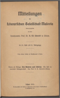 Mitteilungen der Litterarischen Gesellschaft Masovia 1916 Jg. 20/21 H. 20/21