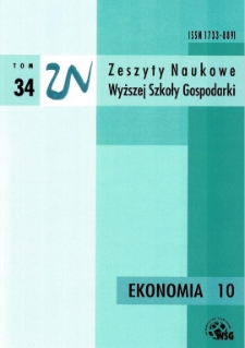 Zeszyty Naukowe Wyższej Szkoły Gospodarki w Bydgoszczy. T. 34 (2018/2019), Ekonomia, Nr 10