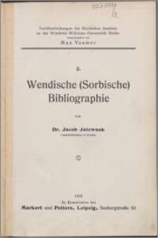 Wendische (Sorbische) Bibliographie