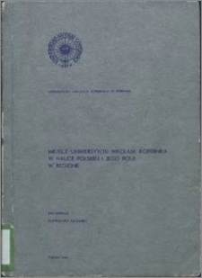 Miejsce Uniwersytetu Mikołaja Kopernika w nauce polskiej i jego rola w regionie