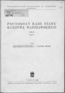 Protokoły Rady Stanu Księstwa Warszawskiego. T. 2, cz. 1