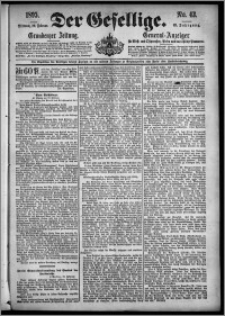 Der Gesellige : Graudenzer Zeitung 1895.02.20, Jg. 69, No. 43