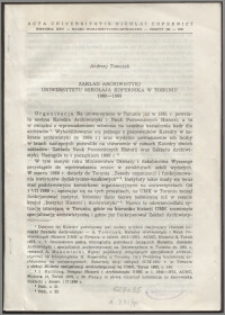 Zakład Archiwistyki Uniwersytetu Mikołaja Kopernika w Toruniu 1968-1988